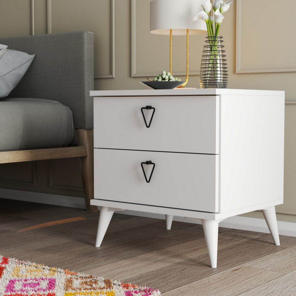 שידת לילה Versa-Ce 3634 בציפוי מלמין, 2 מגירות, עומק 45 ס"מ - מבית HOMAX