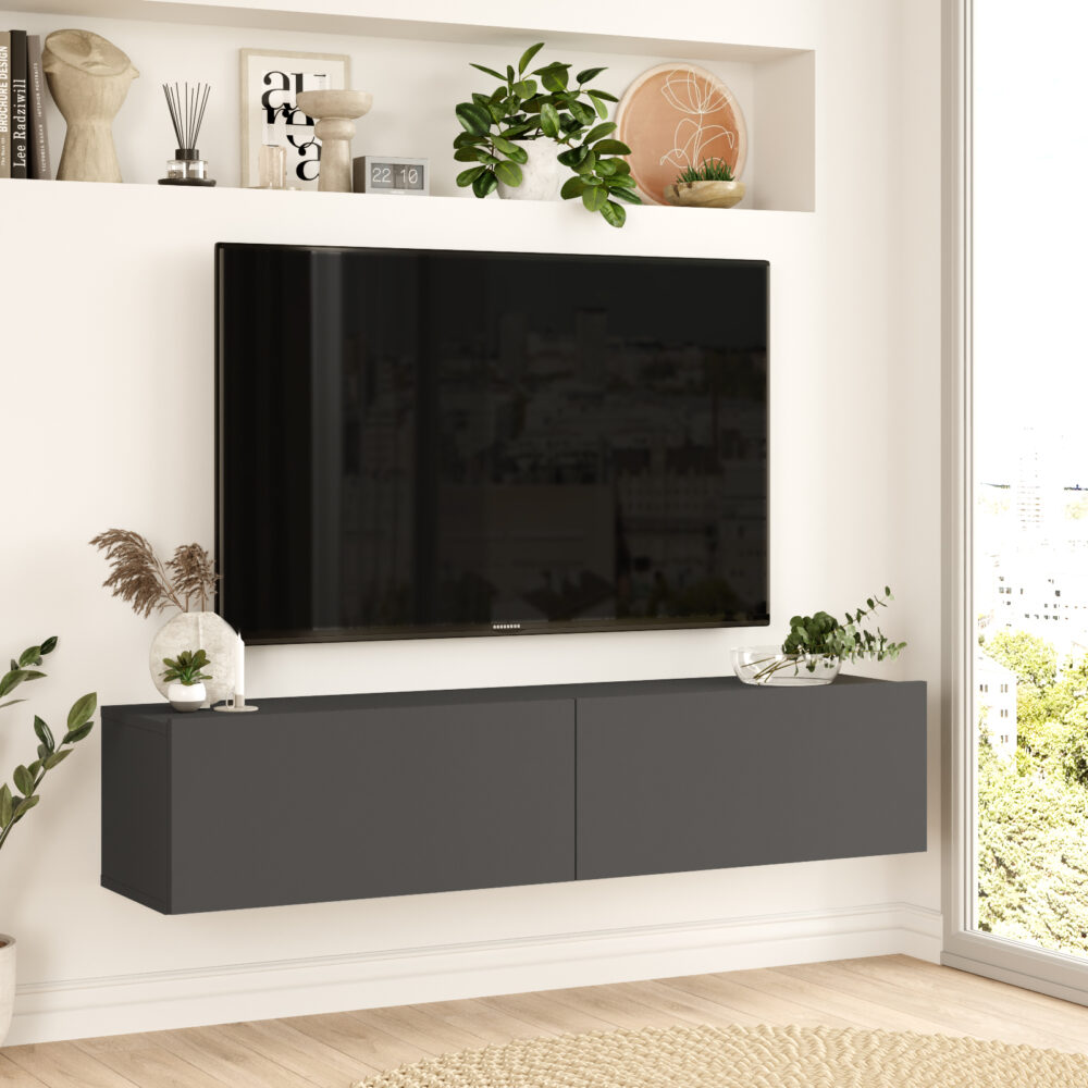 מזנון טלוויזיה צף ARISTO בעיצוב מודרני עם שתי קלאפות, רוחב 140 ס"מ - מבית HOMAX