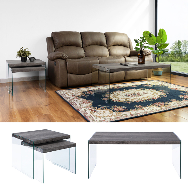 שולחן סלון הולברוק בעיצוב מודרני עם דפנות זכוכית מחוסמת, מידות: 102x50x45 ס"מ - מבית HOMAX