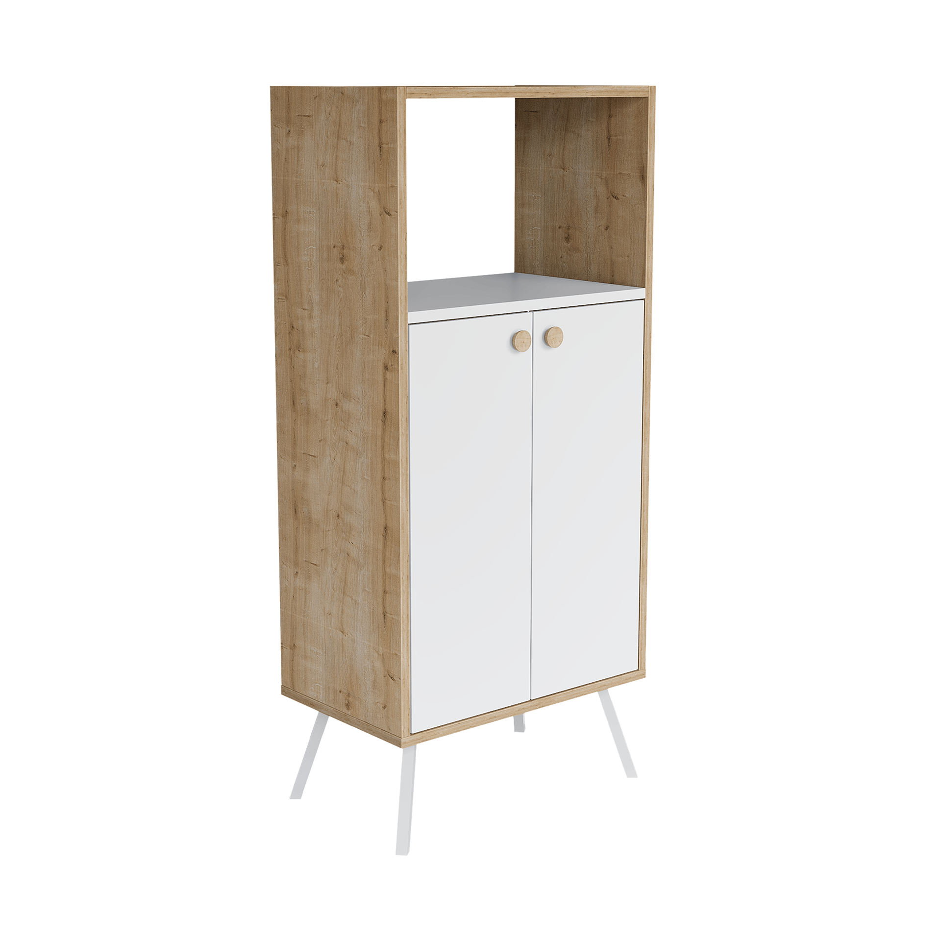 ארונית אחסון Rasha Office מעוצבת עם 2 דלתות ו-2 מדפים מרווחים - מבית HOMAX – תמונה 6