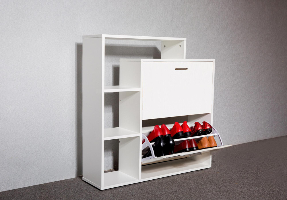 שידת נעליים בעיצוב ייחודי, כוללת שני תאי אחסון וכוננית מדפים - פרינס. מידות: 90x24x91.5 ס"מ - מבית HOMAX