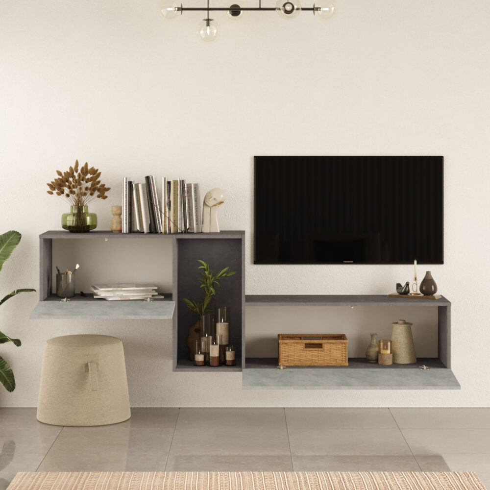 מזנון טלוויזיה צף דגם Nox KBL2 עם שלושה חללי אחסון - מבית HOMAX