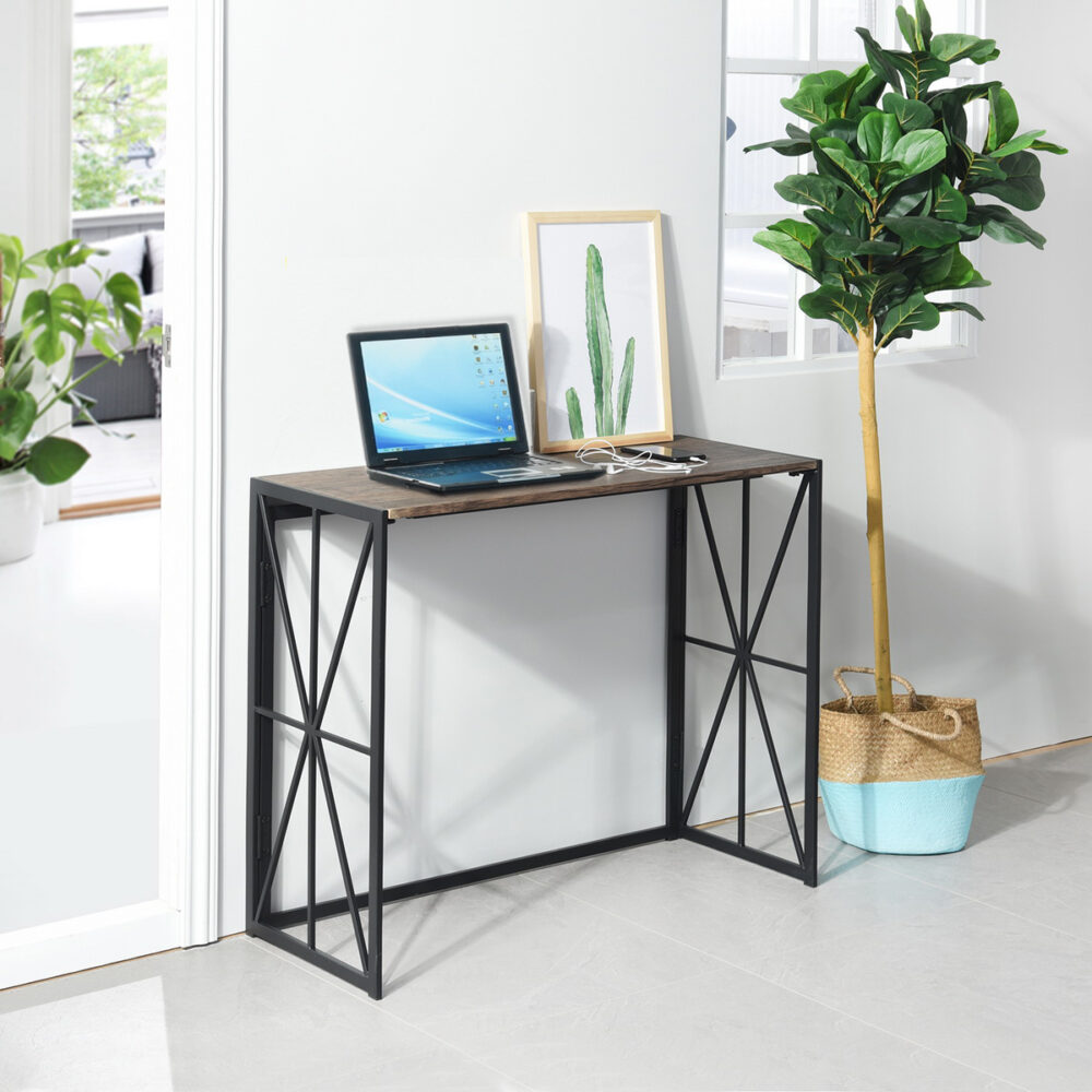 קונסולת עבודה הוראס עם שולחן MDF אגוז, עומק 38 ס"מ, הרכבה קלה - מבית HOMAX