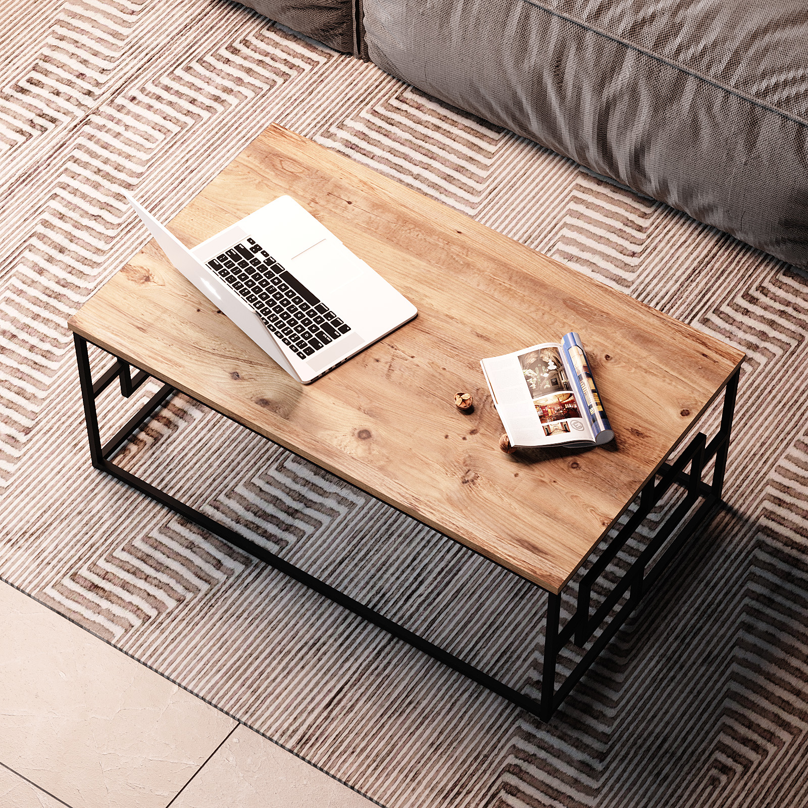 שולחן קפה מעוצב Bren - עם שלדת מתכת חזקה ויציבה - מבית HOMAX – תמונה 4