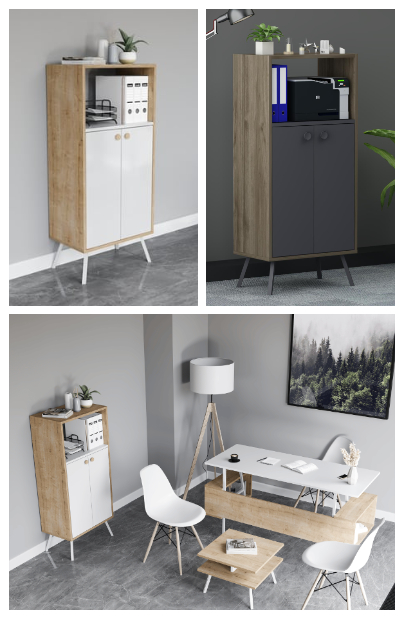 ארונית אחסון Rasha Office מעוצבת עם 2 דלתות ו-2 מדפים מרווחים - מבית HOMAX – תמונה 3