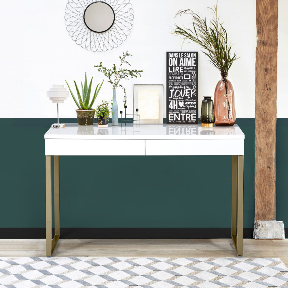 קונסולה עם מבנה יציב ועמיד, שני מגירות אחסון, דגם ARYAN, בעיצוב אלגנטי. - מבית HOMAX