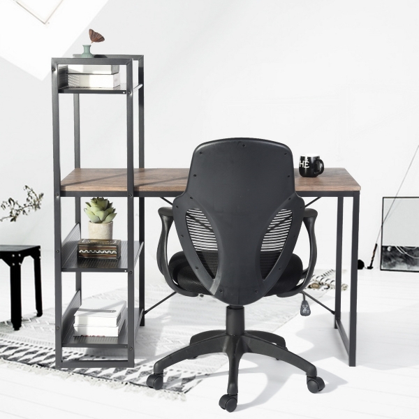 עמדת עבודה משולבת עם ספרייה - שולחן 89 ס"מ, ספרייה בגובה 124 ס"מ - מבית HOMAX