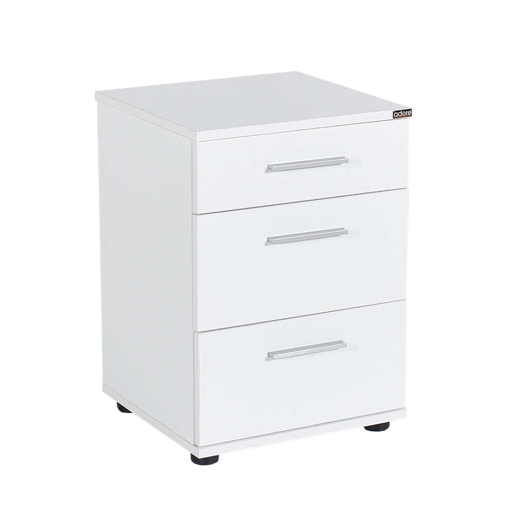 שידת לילה MD-530 עם 3 מגירות אחסון לבנה להרכבה עצמית - עיצוב נוח ומודרני - מבית HOMAX