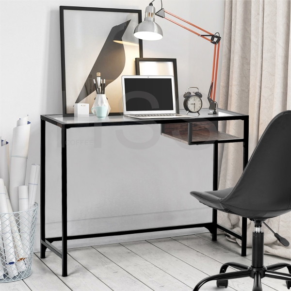 שולחן עבודה עם פלטת זכוכית מחוסמת בעובי 5 מ"מ ודגם LOQUAT-HC-027 - מבית HOMAX