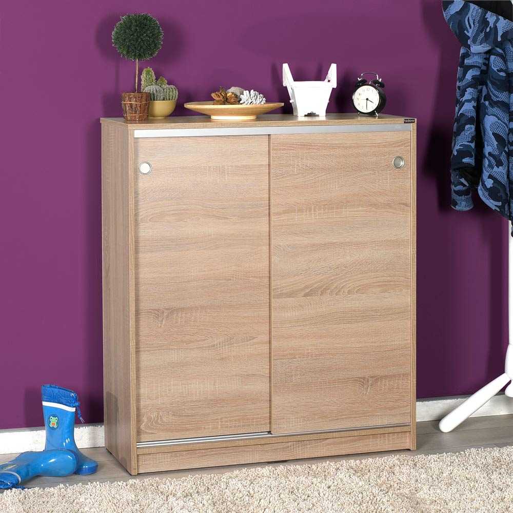 ארון הזזה קומפקטי דגם ג'ייס DR322 – 4 מדפי עץ מתכווננים - מבית HOMAX