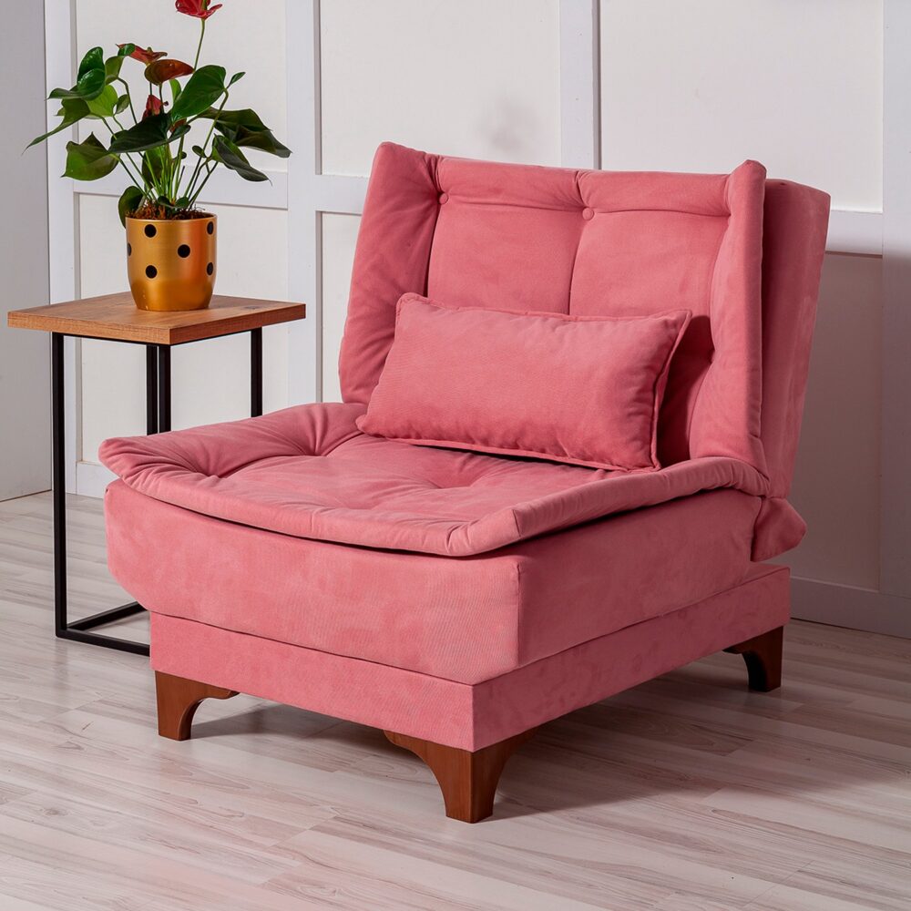 כורסא נפתחת מעוצבת ורודה עם ריפוד נעים מידות מיטה: 110 * 75 ס"מ - מבית HOMAX