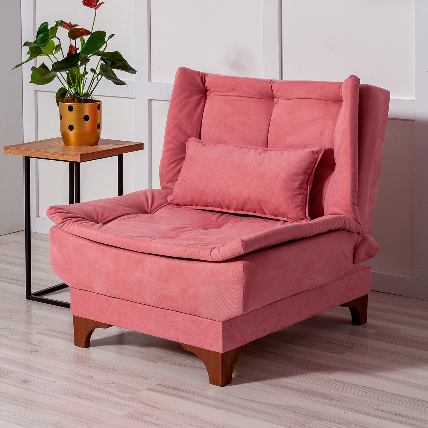 כורסא נפתחת מעוצבת ורודה עם ריפוד נעים מידות מיטה: 110 * 75 ס"מ - מבית HOMAX