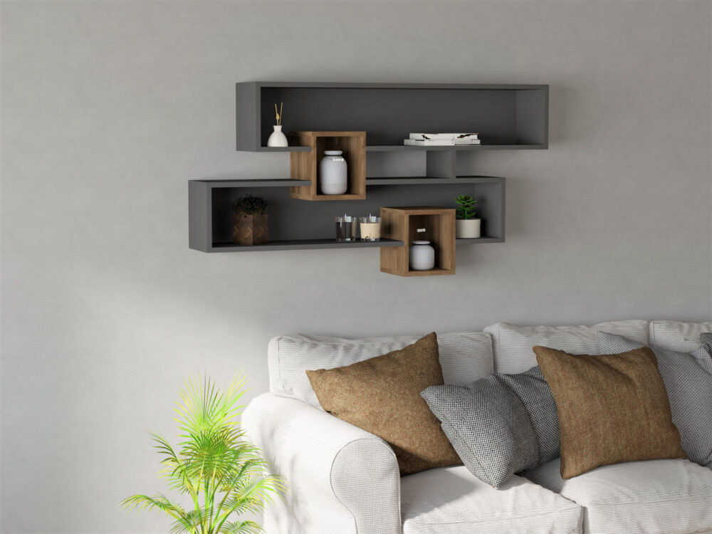 מדף תליה קארן בצבע אגוז-פחם עם ציפוי מלמין איכותי בעובי 18 מ"מ - מבית HOMAX