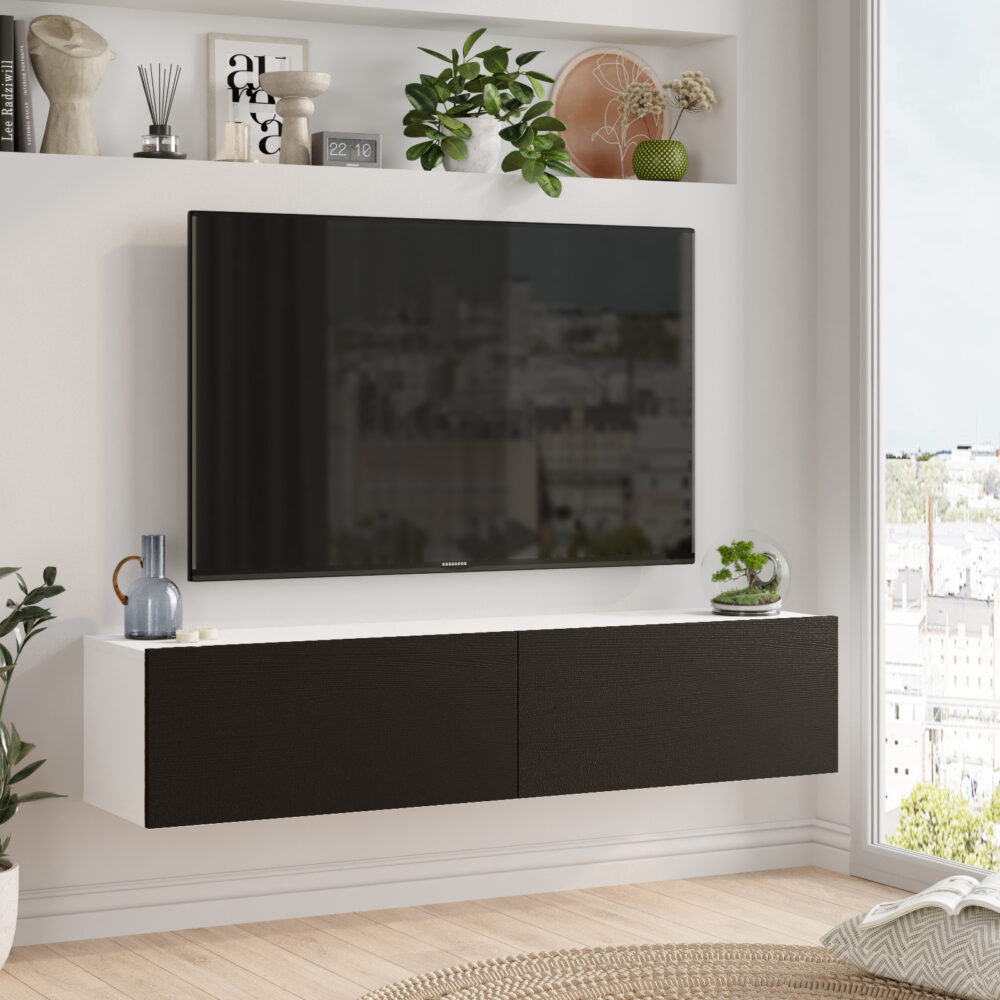 מזנון טלוויזיה מרשים בעיצוב מודרני עם שתי קלאפות לאחסון  - מבית HOMAX