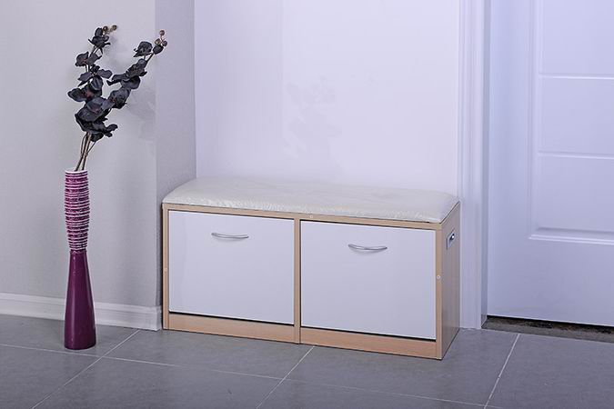 שידת התארגנות עם שני תאי אחסון לנעליים ומושב מרופד דגם דוד אלון - מבית HOMAX