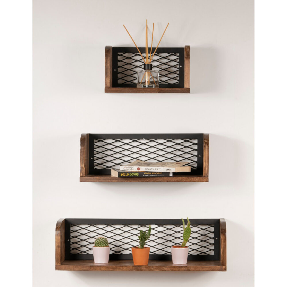 מדף תליה דגם Buzim בצבע אגוז-שחור, עשוי שבבית בעובי 18 מ"מ - מבית HOMAX