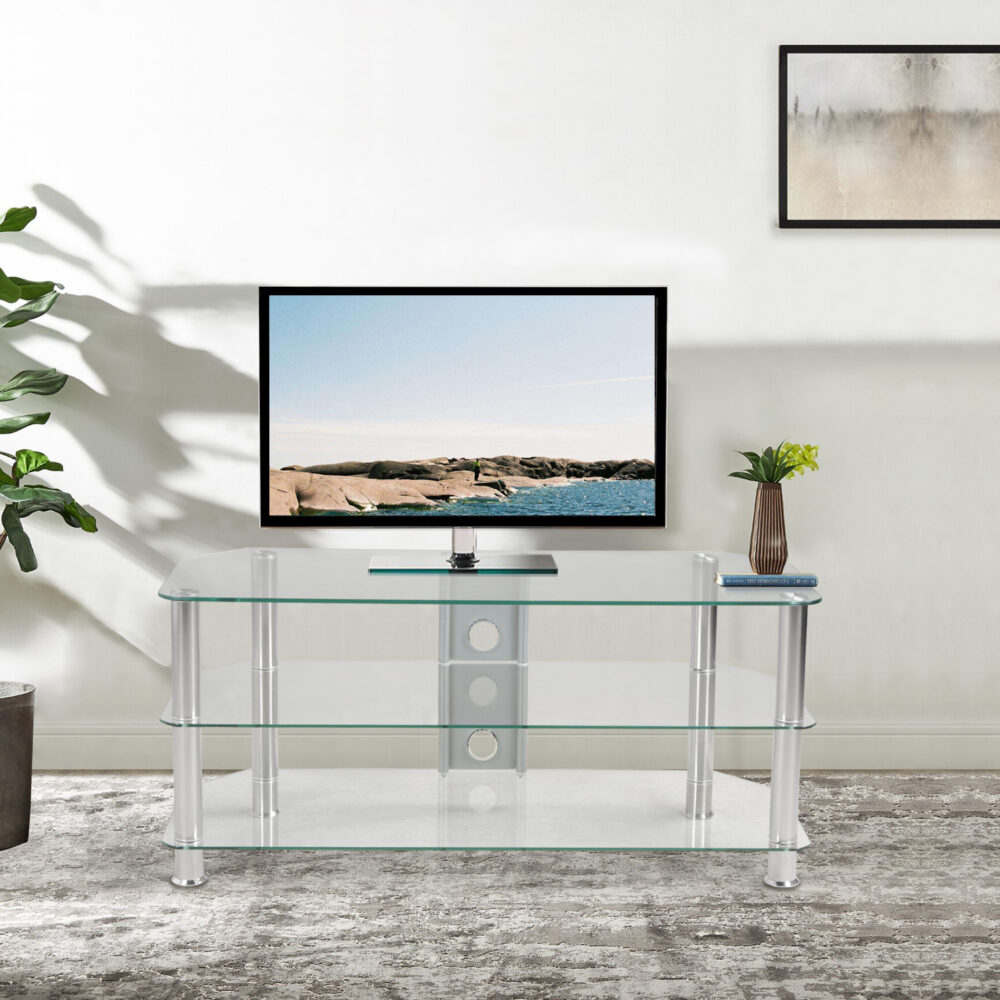 שידת טלוויזיה רדמונד - 3 מדפי זכוכית מחוסמת חזקה, עמידה וסגנונית. - מבית HOMAX