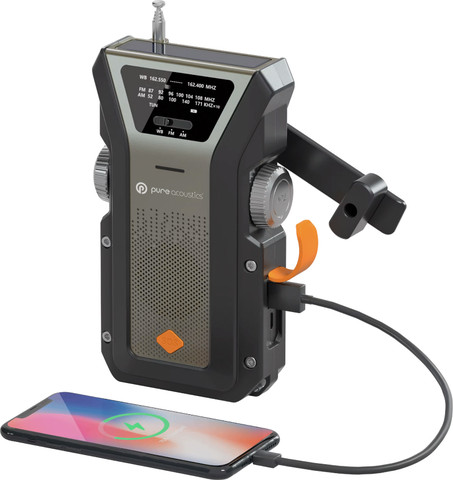 רדיו FM/AM נייד עם פנס, טעינה סולארית וידנית, סוללה נטענת ו-SOS,ירוק דגם RD-37 GREEN