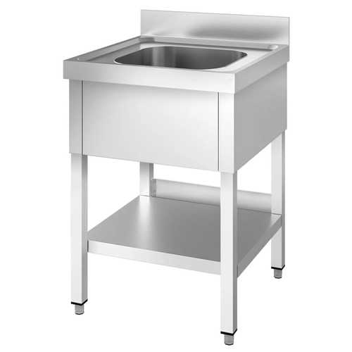 כיור יחיד נירוסטה נסליין עם מדף תחתון, גודל קומפקטי 60x60 ס"מ, SS304 איכותית  - נסליין