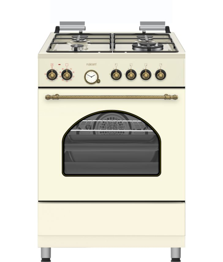 תנור משולב כיריים 60 ס”מ כפרי שמנת FJ-FSRT60BG פוג’יקום FUJICOM