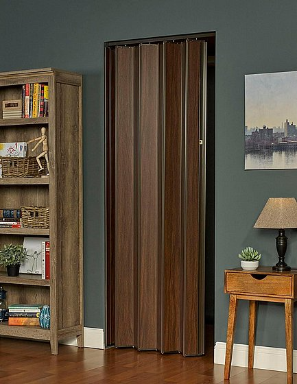 דלת אקורדיון בגוון חום כהה אגוז מידה 205X85 מבית סטאר שופ STAR SHOP – תמונה 3