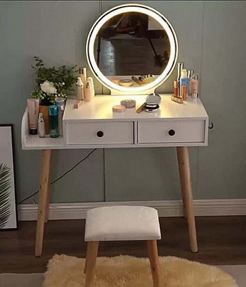 שידת איפור משלוח חינם עם תאורת לד טאצ' דגם הוליווד Hollywood מבית סטאר שופ STAR SHOP