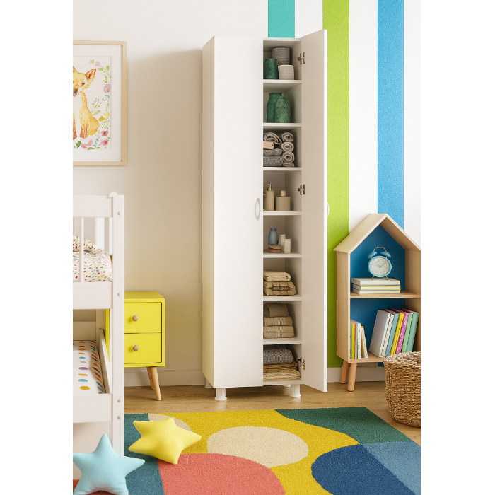 ארון איחסון 2 דלתות כולל 7 מדפים 6101 דגם איירין - צבע לבן