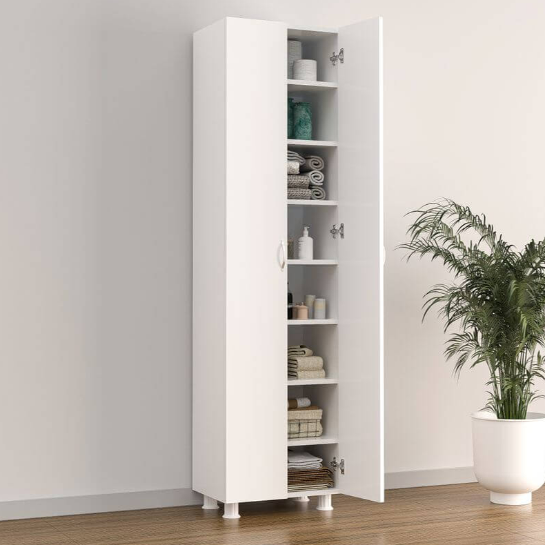 ארון איחסון 2 דלתות כולל 7 מדפים 6101 דגם איירין - צבע לבן – תמונה 4