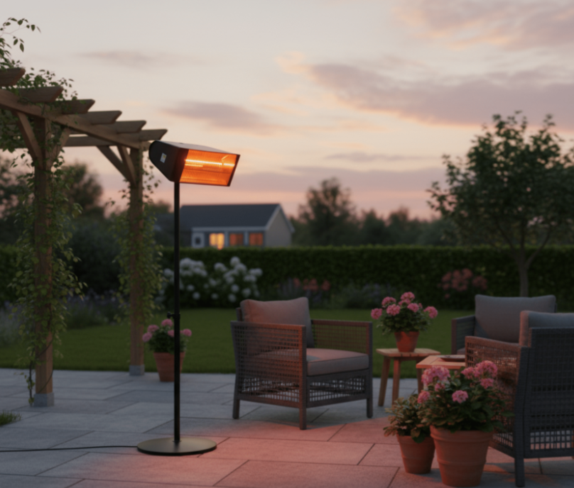 תנור אינפרא אדום כולל סטנד שחור ושלט | דגם BOSTON premium 2500W | שחור מט