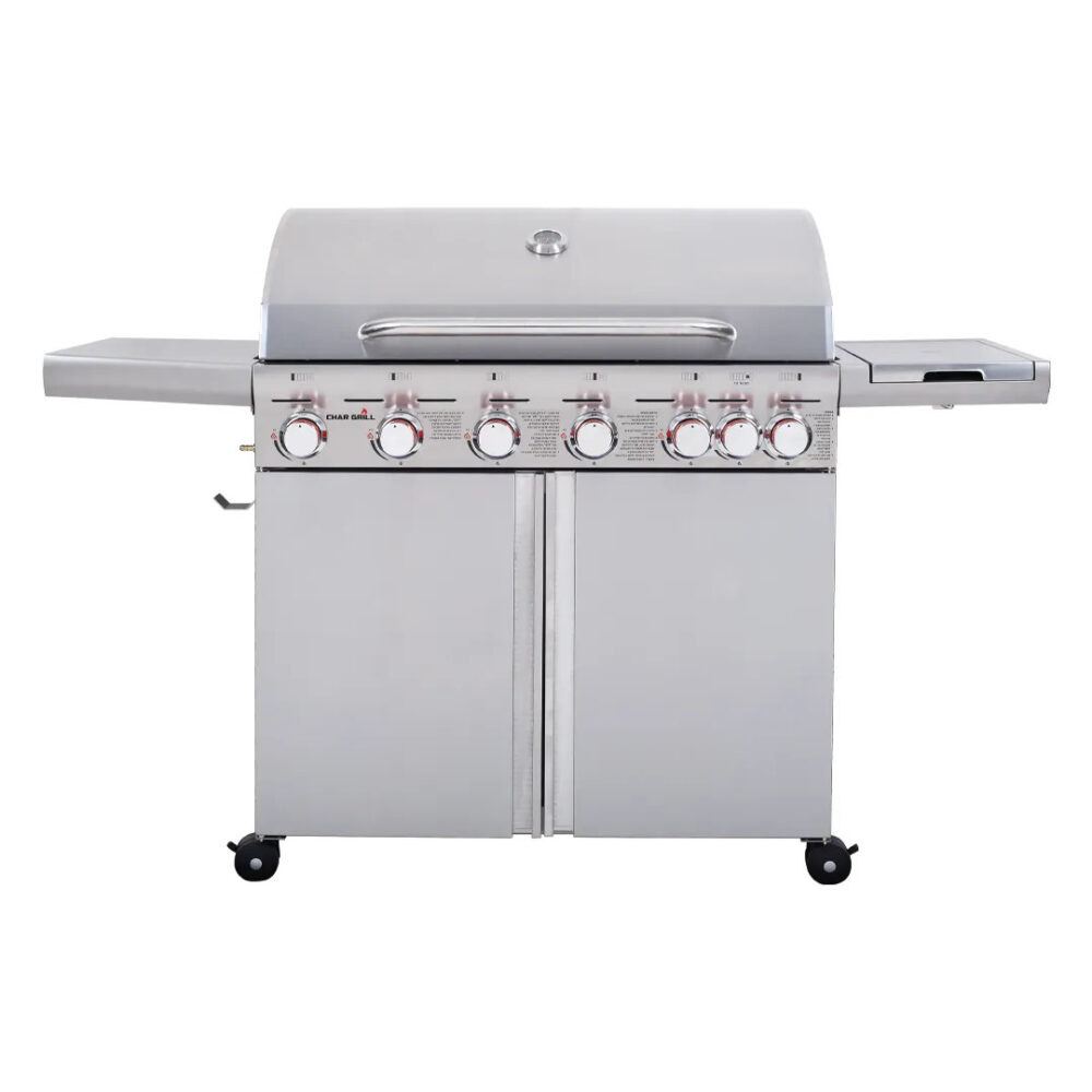 גריל גז 6 מבערים Char Grill + כירת צד KYQ-6S נירוסטה