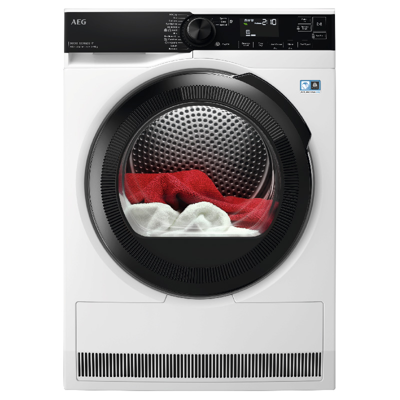 מייבש כביסה AEG T8394OBCM עם טכנולוגיית HEAT PUMP לחסכון באנרגיה, מכיל 9 ק"ג