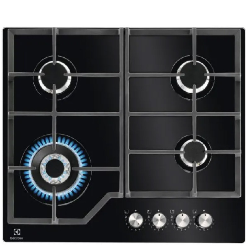 כיריים גז Electrolux KGG64362K עם זכוכית מחוסמת ומערכת Step Flame 9 דרגות