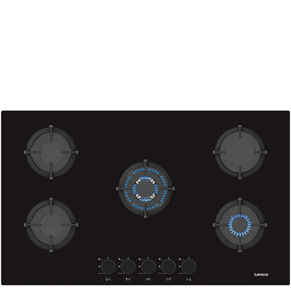 כיריים גז LENCO LGH-9508BK - 5 מבערים ומשטח זכוכית מחוסמת 8 מ"מ