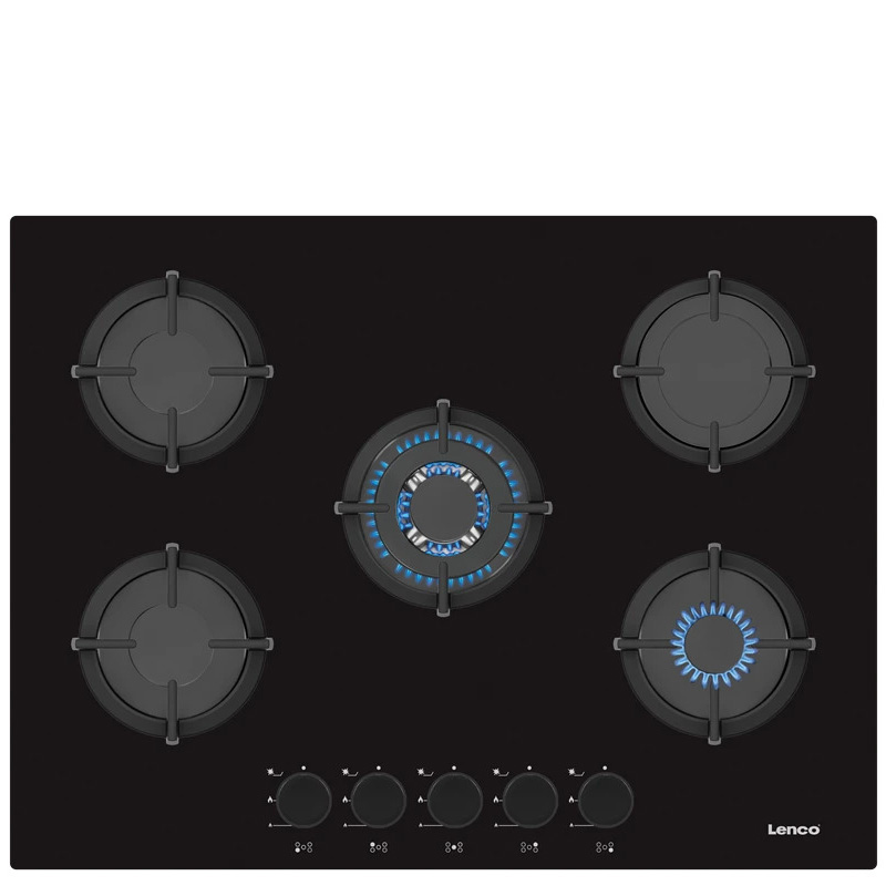 כיריים גז LENCO LGH7508BK עם 10700W וזכוכית מחוסמת 8 מ"מ