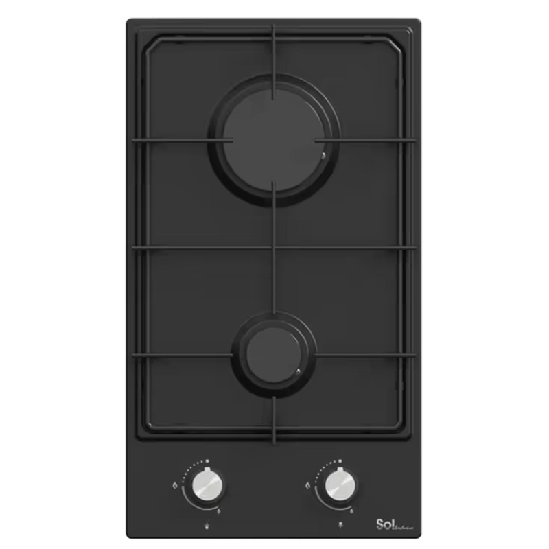 כיריים גז דומינו Sol FV3G-143 - 2 מבערים והצתה אלקטרונית, גימור אמייל שחור