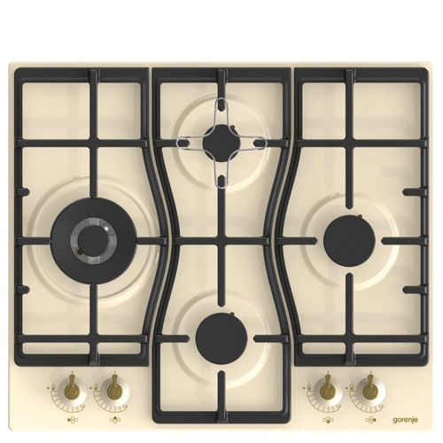 כיריים גז זכוכית לבנה Gorenje G642CLI עם מבער ווק כפול וחיישני ביטחון