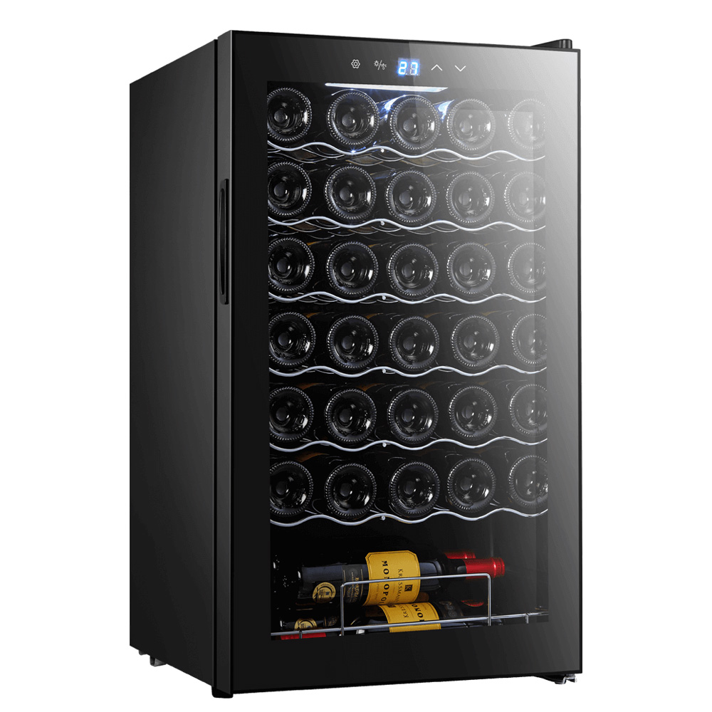 מקרר יין LANDERS JC98 ל-34 בקבוקים עם מדחס שקט ודלת זכוכית כפולה