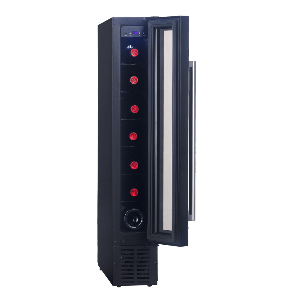 מקרר יין ⁦LANDERS⁩ ‏LA07WS - קומפקטי עם 7 בקבוקים, מדחס שקט ודלת 3 שכבות זכוכית