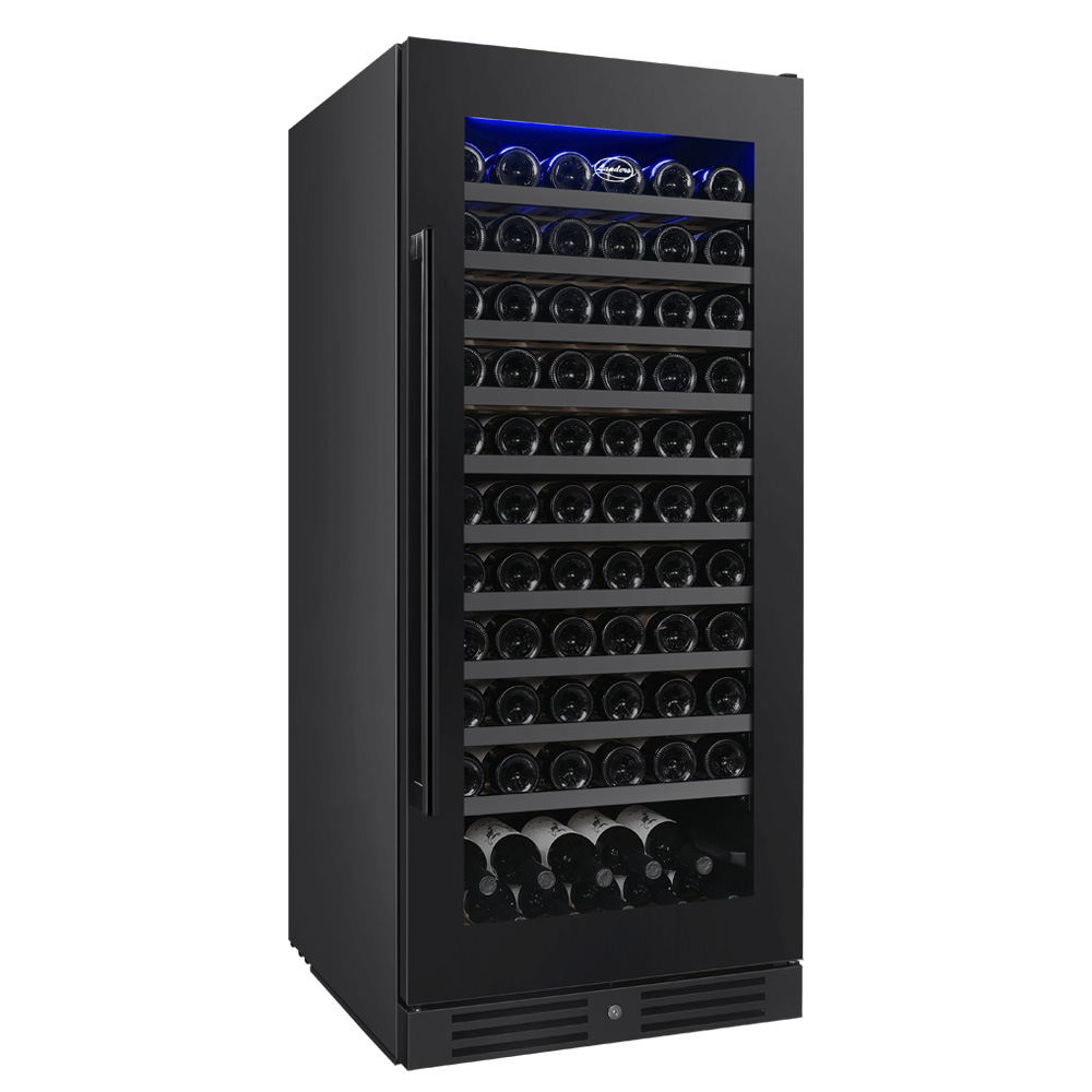 מקרר יין LANDERS LA110BK - קיבולת 110 בקבוקים, מדחס אינוורטר, עיצוב מודרני ורב-שכבתי.