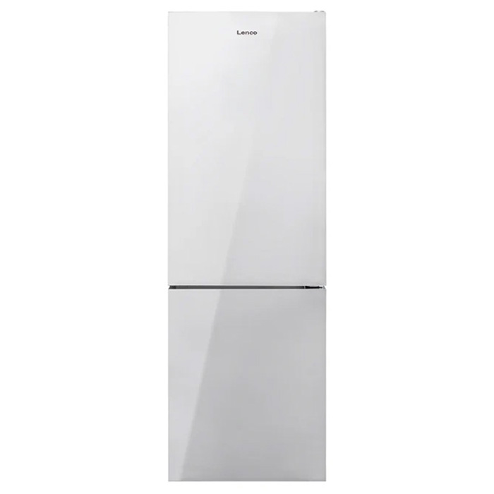 מקרר LENCO מקפיא תחתון 324 ליטר ב"רוחב 60 ס"מ, ציפוי זכוכית לבנה