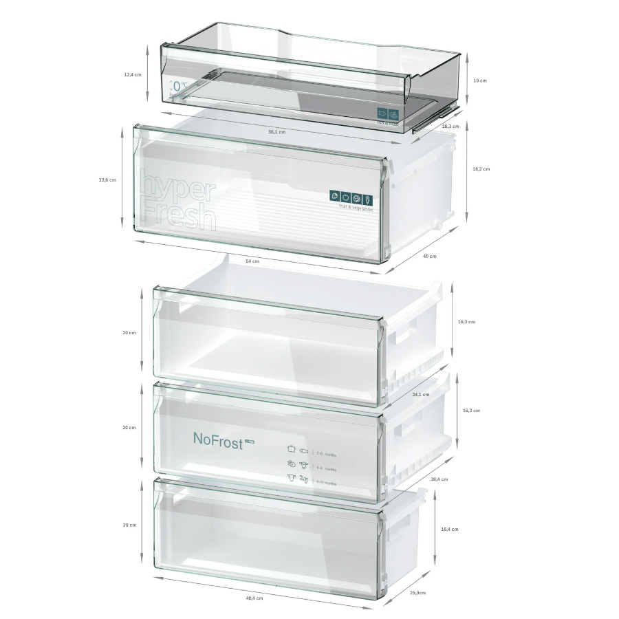 מקרר SIEMENS 440 ליטר KG49NXXCF עם טכנולוגיית NoFrost למניעת קרח – תמונה 6