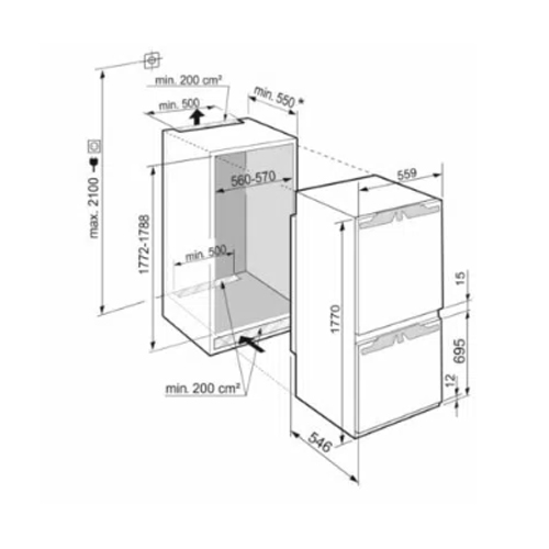 מקרר מקפיא תחתון אינטגרלי LIEBHERR דגם ICNSf 5103 עם 253 ליטר. – תמונה 4