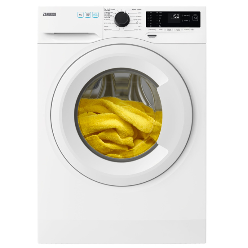 מכונת כביסה ZANUSSI ZNF842D1W עם קיבולת 8 ק"ג וחיישני AutoAdjust לחיסכון