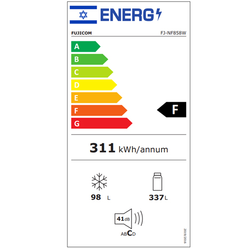 מקרר מקפיא עליון Fujicom NF858W עם קיבולת כוללת 435 ליטר וטכנולוגיית No Frost – תמונה 3