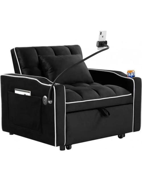 כורסת קטיפה Lazio עם טעינת USB