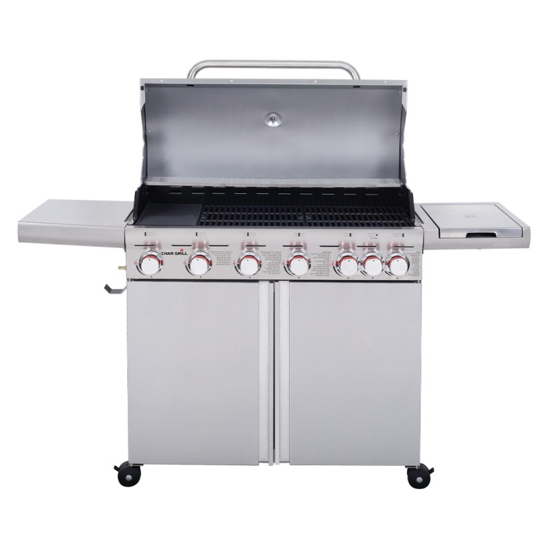 גריל גז 6 מבערים Char Grill + כירת צד KYQ-6S נירוסטה