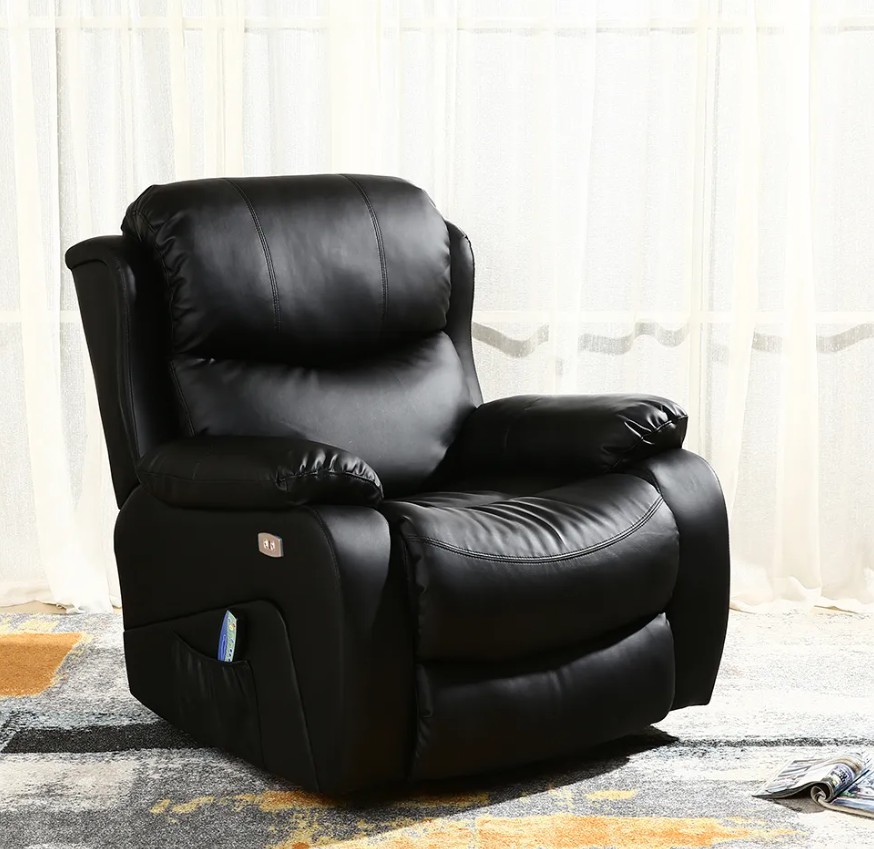 כורסת עיסוי מעור בונדד לדר ריקליינר חשמלי וחימום “דרים פרימיום” שחור