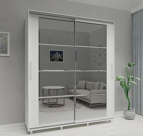 ארון הזזה יוקרתי עם 2 דלתות ברוחב 200 דגם PORTO - הלבן המושלם מבית WOODY