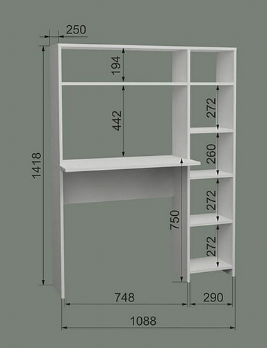 שולחן מחשב מודרני עם ספרייה מובנית דגם Elorn לבן WOODY – תמונה 3