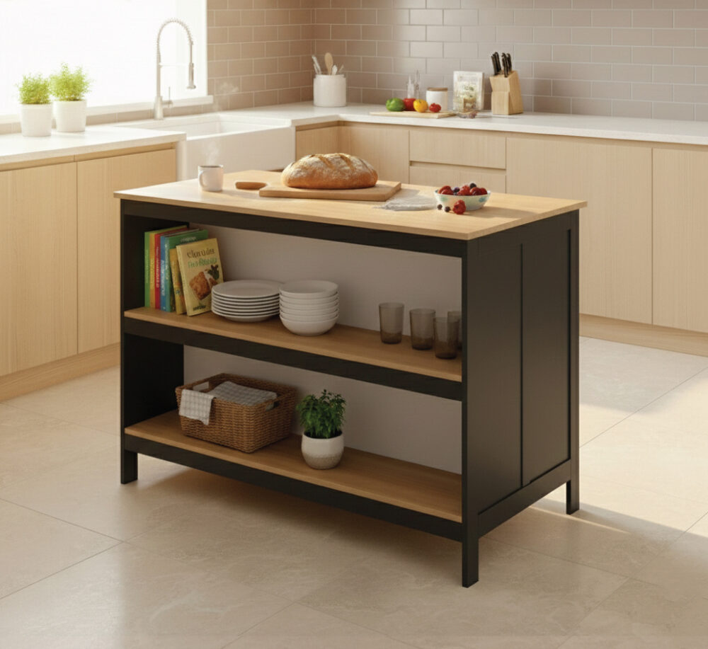 אי למטבח משולב שולחן בר דגם עדן Eden צבע שחור עם עץ יוקרתי | מבית WOODY